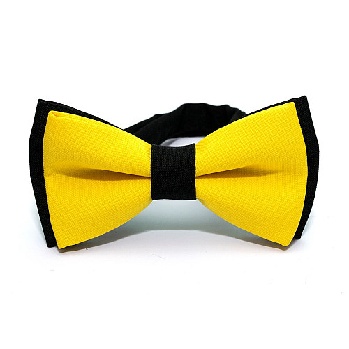 Галстук бабочка Gofin двухслойная желтая с черным матовая AB-7214