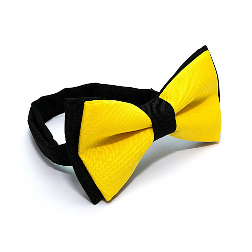 Галстук бабочка Gofin двухслойная желтая с черным матовая AB-7214