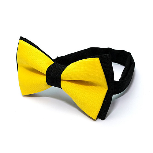 Галстук бабочка Gofin двухслойная желтая с черным матовая AB-7214