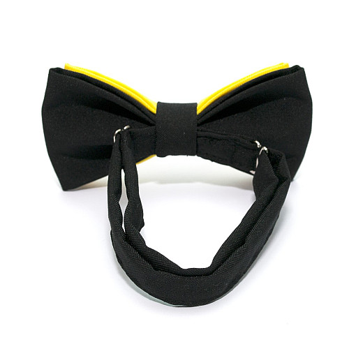 Галстук бабочка Gofin двухслойная желтая с черным матовая AB-7214
