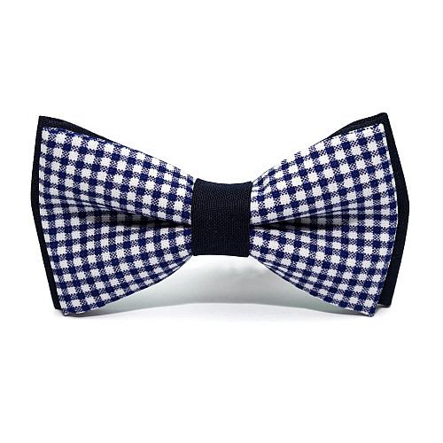 Галстук бабочка Gofin двухслойная синяя в клетку AB-7215