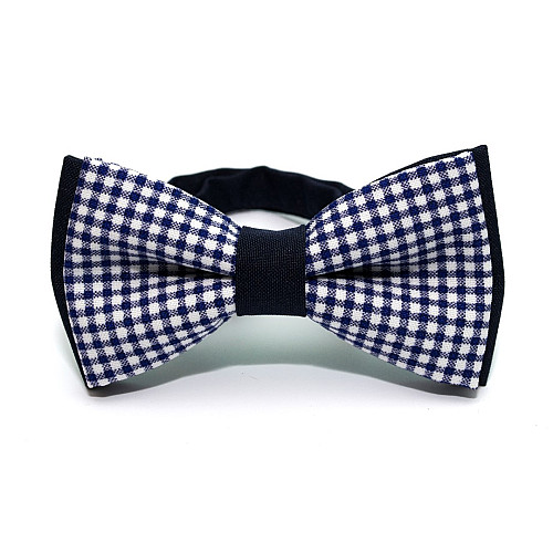 Галстук бабочка Gofin двухслойная синяя в клетку AB-7215