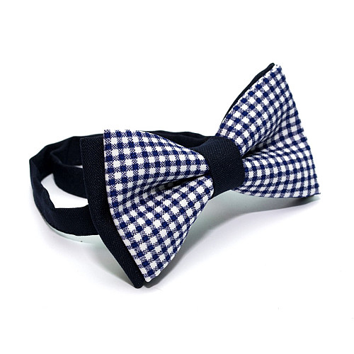 Галстук бабочка Gofin двухслойная синяя в клетку AB-7215