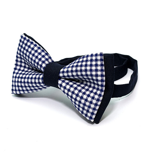 Галстук бабочка Gofin двухслойная синяя в клетку AB-7215