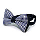 Галстук бабочка Gofin двухслойная синяя в клетку AB-7215