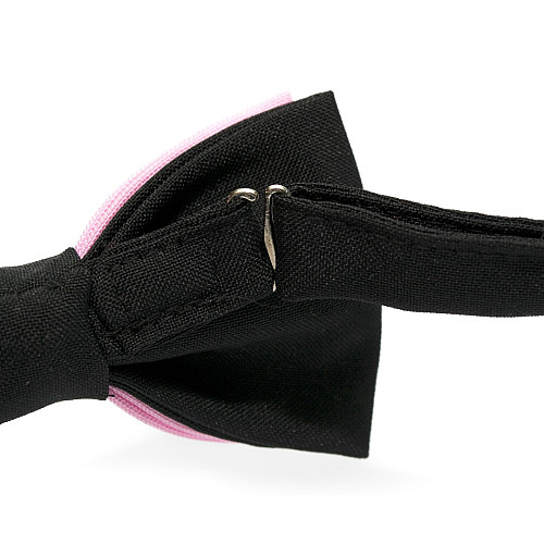Галстук-бабочка Gofin розовая с черным двухслойная матовая AB-7222