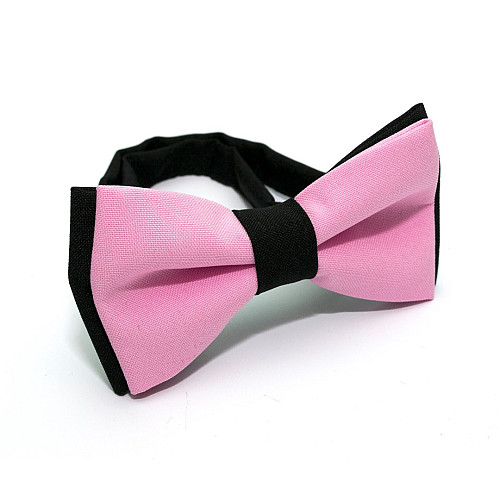 Галстук-бабочка Gofin розовая с черным двухслойная матовая AB-7222