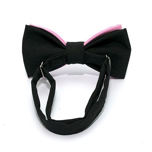 Галстук-бабочка Gofin розовая с черным двухслойная матовая AB-7222