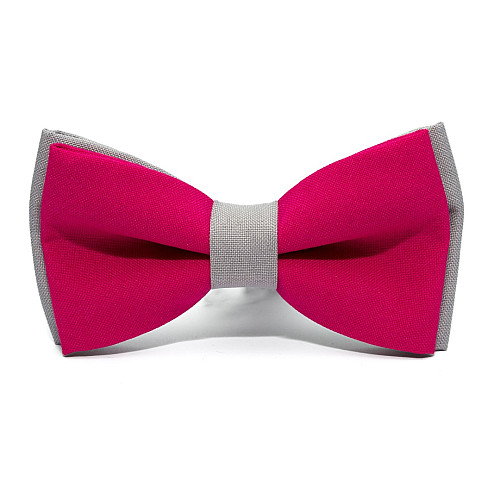 Краватка-метелик Gofin фуксія з сірим двошаровий матовий AB-7223