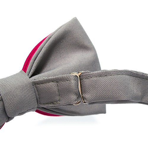 Краватка-метелик Gofin фуксія з сірим двошаровий матовий AB-7223