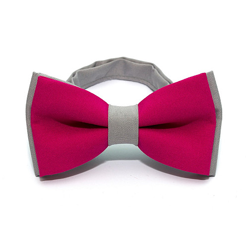 Краватка-метелик Gofin фуксія з сірим двошаровий матовий AB-7223