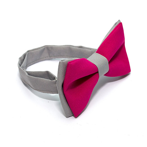 Краватка-метелик Gofin фуксія з сірим двошаровий матовий AB-7223