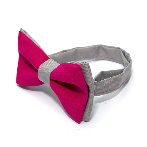 Краватка-метелик Gofin фуксія з сірим двошаровий матовий AB-7223