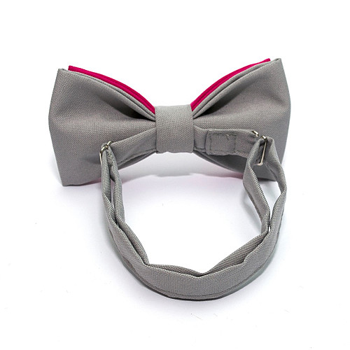 Краватка-метелик Gofin фуксія з сірим двошаровий матовий AB-7223