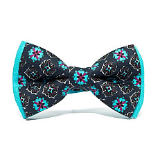 Галстук бабочка темно-бирюзовая с узорами GBZ-279