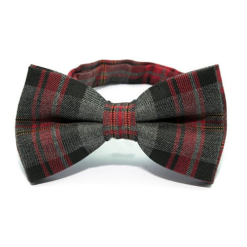 Галстук бабочка серо-красная в клетку GBZ-286