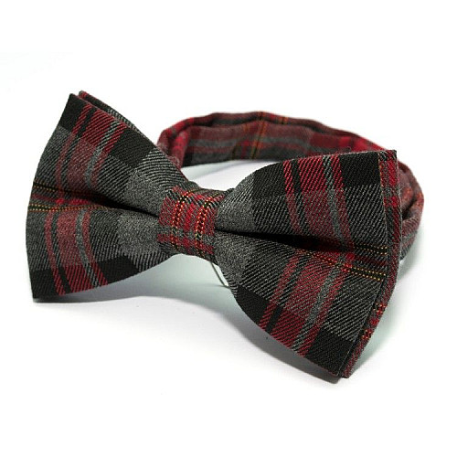 Галстук бабочка серо-красная в клетку GBZ-286