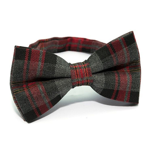 Галстук бабочка серо-красная в клетку GBZ-286