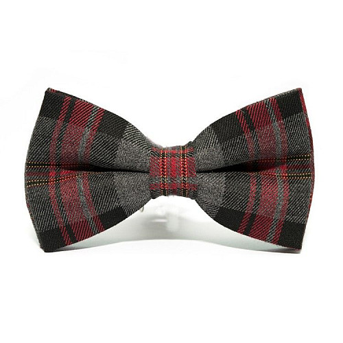 Галстук бабочка серо-красная в клетку GBZ-286