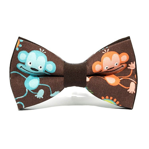 Краватка метелик коричневий з мавпами GBZ-289