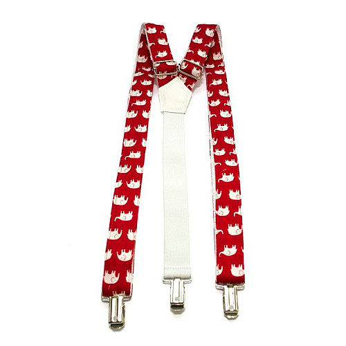 Набор детский красный подтяжки и бабочка с слониками NGU-4561