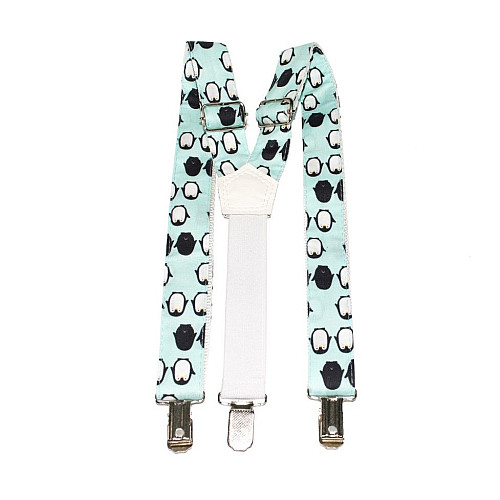 Набір дитячий бірюзовий підтяжки та метелик з пінгвінами NGU-4568