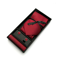 Набор 3 в 1 вишневый галстук + платок + запонки ZD-1007