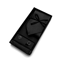 Набор 3 в 1 черный галстук, платок, запонки ZD-1010