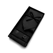 Набор 3 в 1 черный галстук, платок, запонки ZD-1010